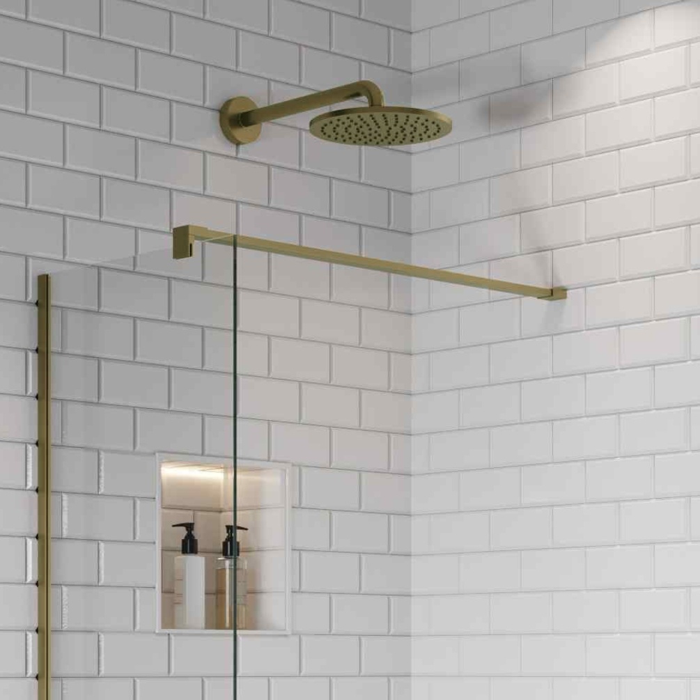 Close up image of the Abacus Brushed Brass Wall Mounted Bracing Bar